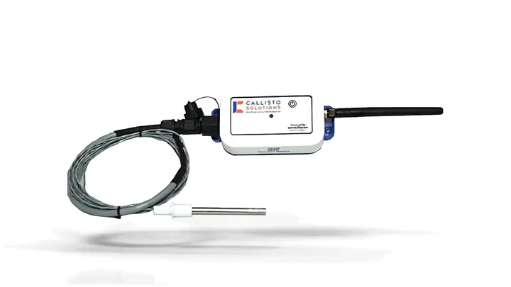 A wireless temperature logger turning slowly