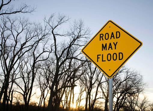 Road may flood sign